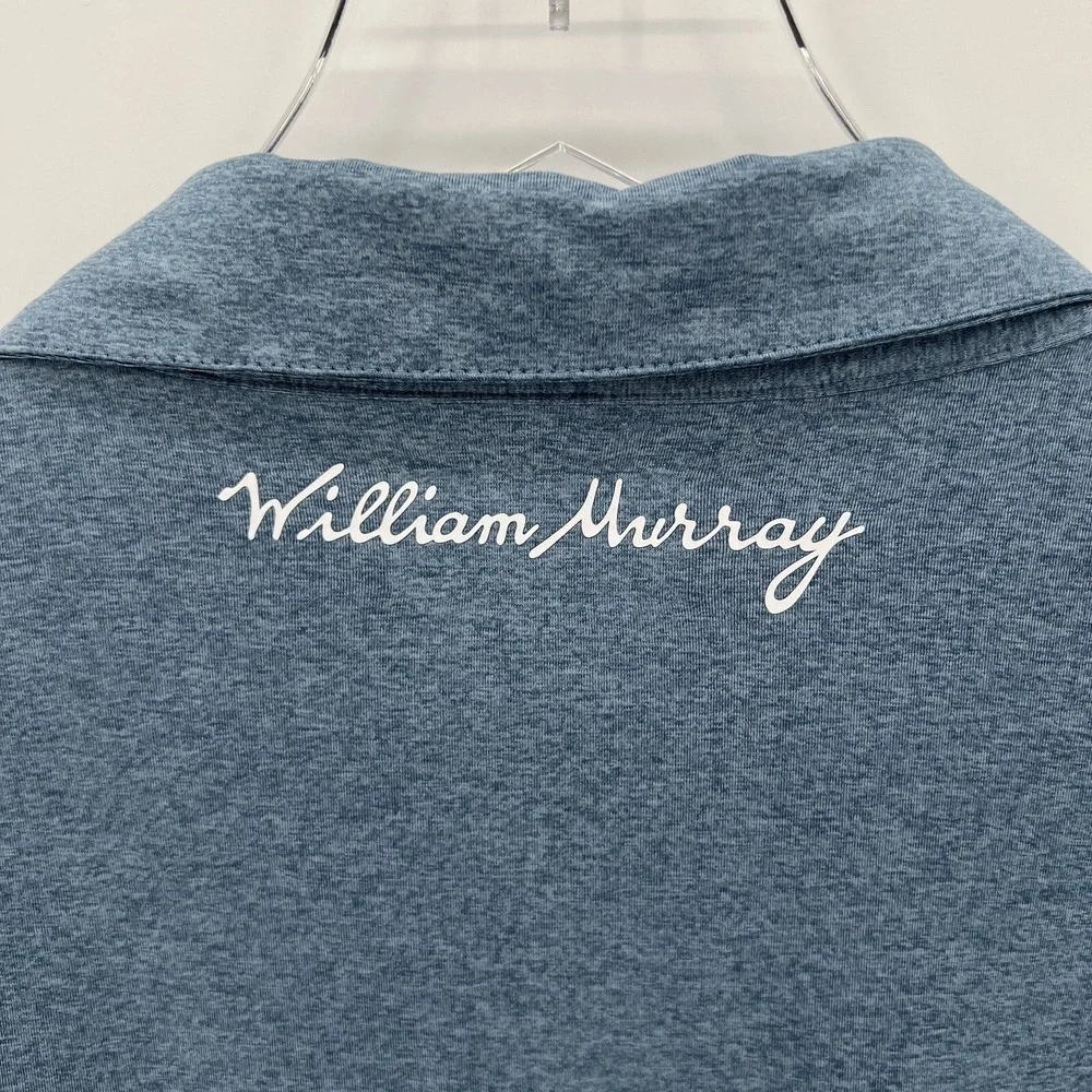 William Murray Golf Polo Mens Large‎ Shirt Performance Stretch Blue Plaid Trim